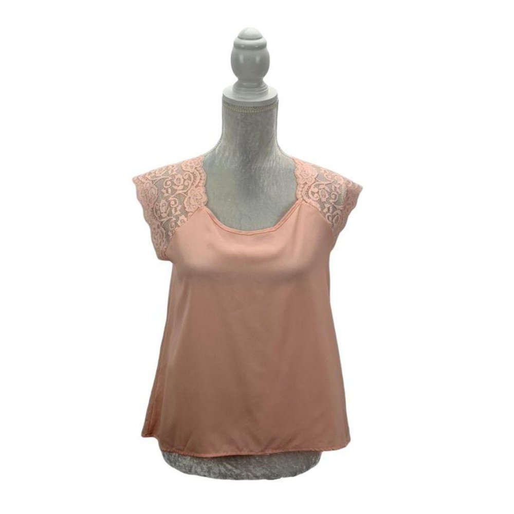 One Clothing‎ Blouse Chiffon Lace Mixed Media M